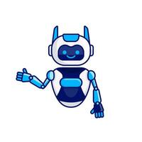 Robot presenting or welcoming gesture vector illustration. Cute robot cartoon illustration design