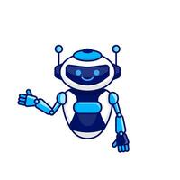 Robot presenting or welcoming gesture vector illustration. Cute robot cartoon illustration design