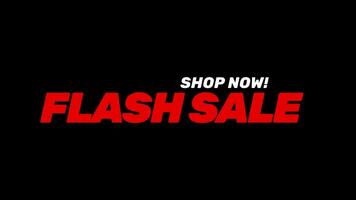 Flash sale text animation on black background with glitch effect. video