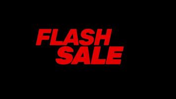 Flash sale text animation on black background with glitch effect. video