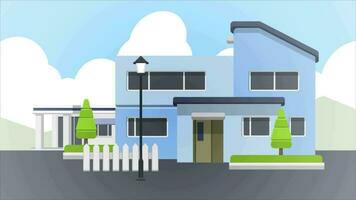 uma desenho animado ilustração do uma casa com uma cerca video