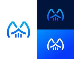Letter m bank icon logo design concept vector