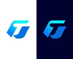 resumen letra tf logo diseño vector modelo