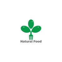 verde planta cuchara tenedor forma natural comida restaurante símbolo vector