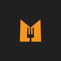 letter m fork food simple geometric logo vector