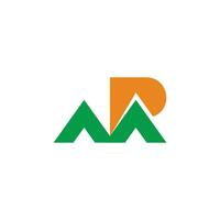 letter mp m mountain sun nature design logo vector