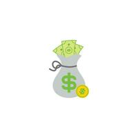 pouch of money dollar coin colorful design symbol vector