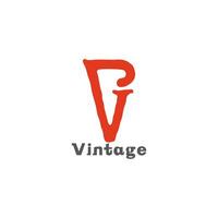 letter rv vintage simple linked font logo vector