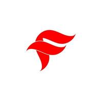 symbol vector of letter f red curves overlap flat design