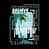 santa monica california graphic, typography vector, t shirt design, illustration, good for casual style vector