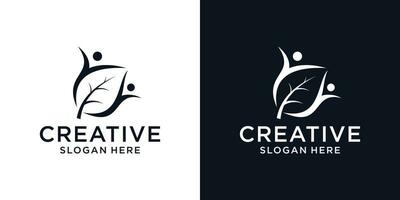 Abstract leaf health and community Logo Design Templat vector