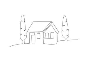 A house with two trees vector