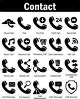 A set of 20 contact icons as cloud call, call, cut call, 24x7 call vector