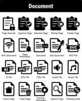 A set of 20 Document icons as page security, approve page, remove page vector