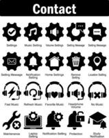 A set of 20 contact icons as settings, music setting, volume settings vector