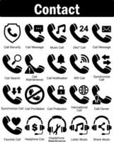 A set of 20 contact icons as call security, call message, music call vector