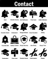 A set of 20 contact icons as alert, education security, add notification vector