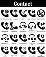 A set of 20 contact icons as international call, call insurance, call vector