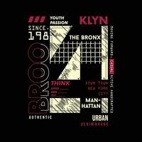 brooklyn, ciudad de nueva york, marco de texto, diseño gráfico de camisetas, vector de tipografía, ilustración, estilo informal