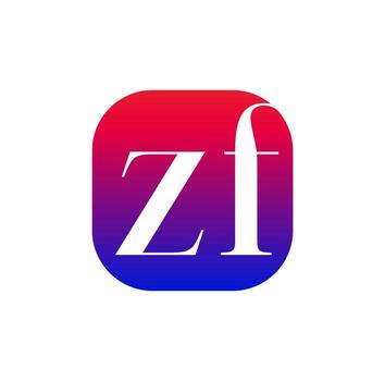 ZF brand name initial letters icon with square shape. vector