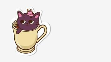 une mignonne chat dans une cappuccino café tasse video