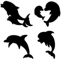 mano dibujado silueta de delfín gratis vector