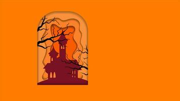 Lycklig halloween slott gravsten papper rörelse grafisk video