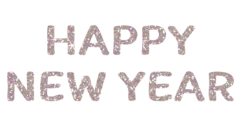 Silver glitter text happy new year.HAPPY NEW YEAR. Design for decorating, background, wallpaper, illustration. png