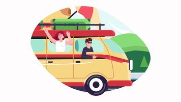 vacances illustration pack en voyageant par voiture video