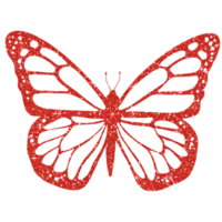 Red butterfly glitter on transparent background. Butterfly icon.Design for decorating,background, wallpaper, illustration png