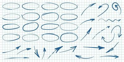 Circle line sketch and arrow icon in hand drawn style. Circular scribble doodle vector illustration on isolated background. Pencil or pen bubble sign business concept.