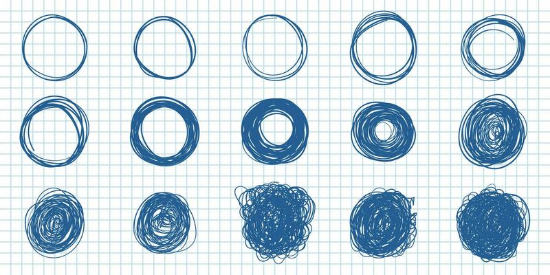 Circle line sketch icon in hand drawn style. Circular scribble doodle vector illustration on isolated background. Pencil or pen bubble sign business concept.