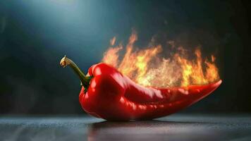 Ai generative, chili red pepper on fire video