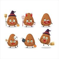 Halloween expression emoticons with cartoon character of mamey vector