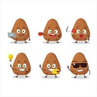 mamey dibujos animados personaje con varios tipos de negocio emoticones vector