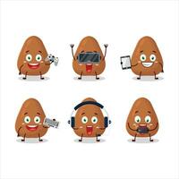 mamey dibujos animados personaje son jugando juegos con varios linda emoticones vector