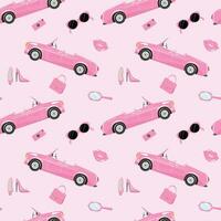 Pink seamless pattern with pink doll core in beautiful style. For textile, paper, wrapping paper, packaging vector