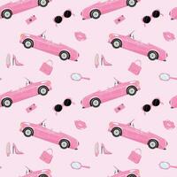 Pink seamless pattern with pink doll core in beautiful style. For textile, paper, wrapping paper, packaging vector