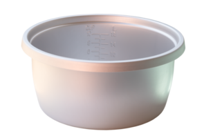 White inner pot with scale of electric rice cooker isolated with clipping path in png file format