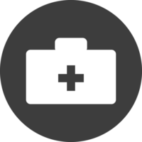first aid kit icon in black circle. png