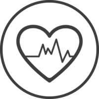 heart rate icon in thin line black circle frames. png