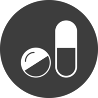 pill icon in black circle. png