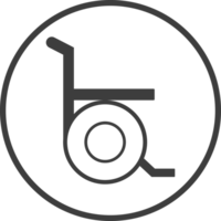 wheel chair icon in thin line black circle frames. png