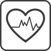 heart rate icon in thin line black square frames. png