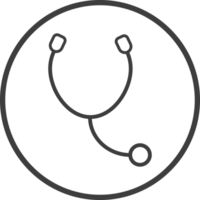 stethoscope icon in thin line black circle frames. png