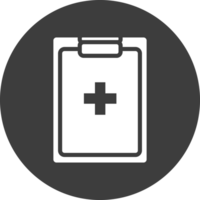 medical report icon in black circle. png