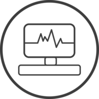 electrocardiogram icon in thin line black circle frames. png