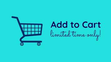 Add to cart, limited time only. The full shopcart purchase banner flat design with trendy colors and background with geometric elements, circles, lines, triangles. video