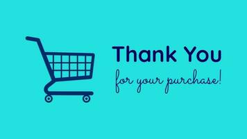 Thank you for your purchase. 2d animation. The full shopcart purchase banner flat design with trendy colors and background with geometric elements, circles, lines, triangles. video