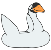 White swan with black marking swim ring png